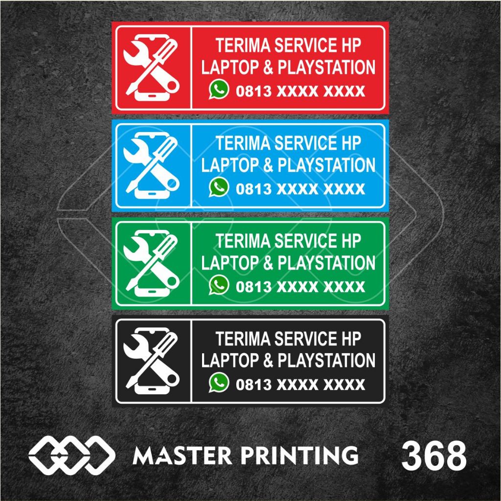 Jual 368 - Stiker Terima Service HP, Laptop dan Playstation (PS), Vinyl ...