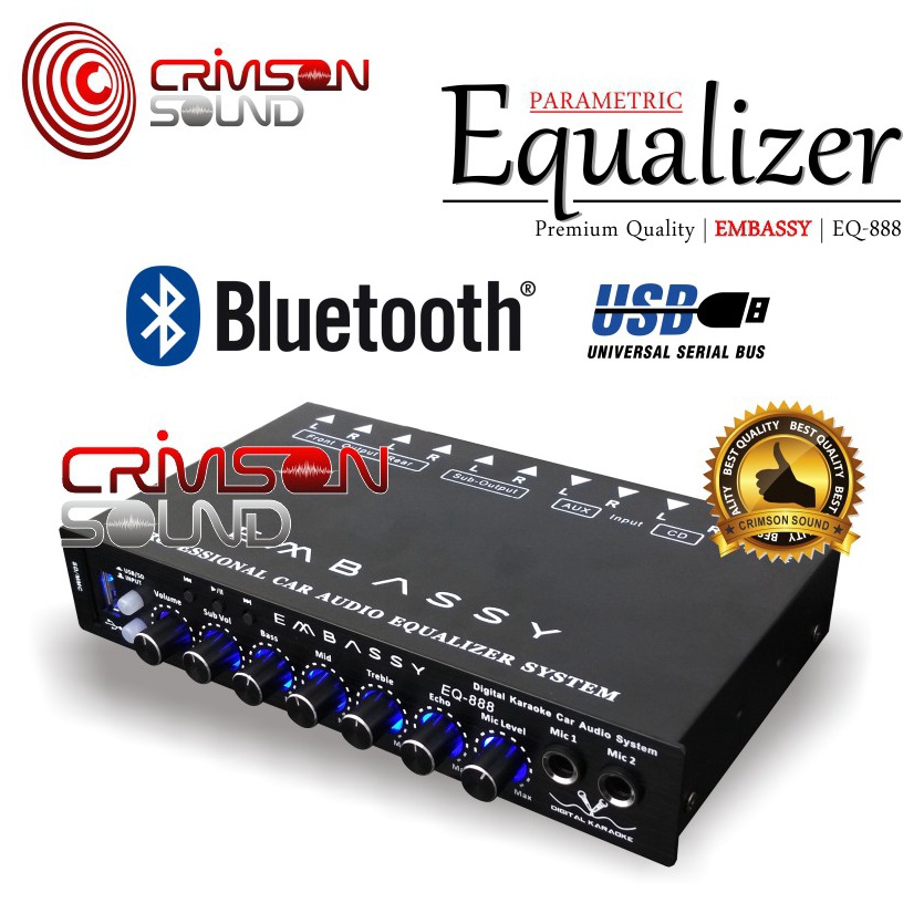 Jual Hcc PARAMETRIC EQUALIZER PREAMP KARAOKE EMBASSY EQ888 BLUETOOTH q