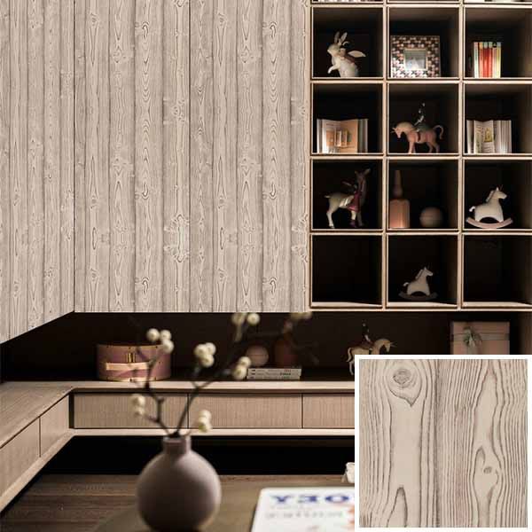 Jual Wallpaper Stiker Dinding Kayu Papan Penel Coklat Kuning New Salur