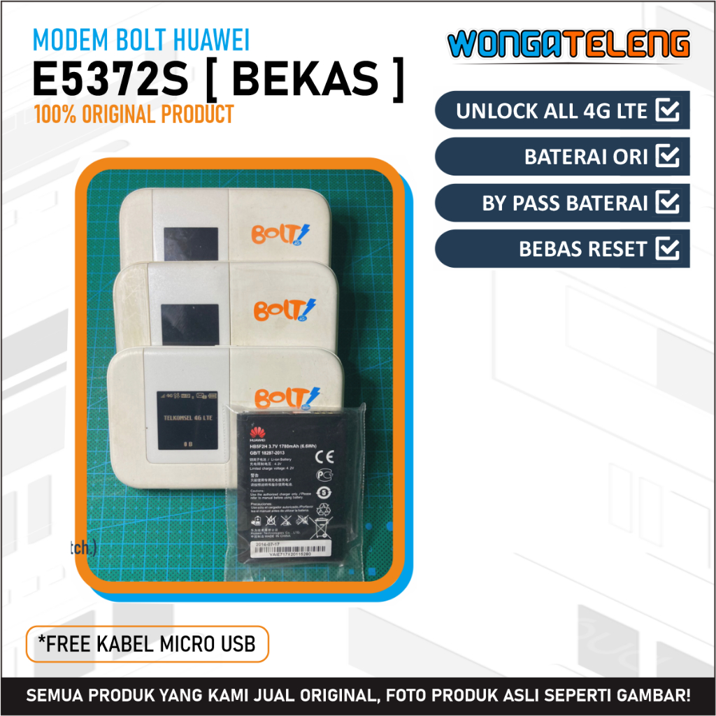 Jual Modem Huawei BOLT E5372s Bypass Baterai & Unlock All Operator 4G ...
