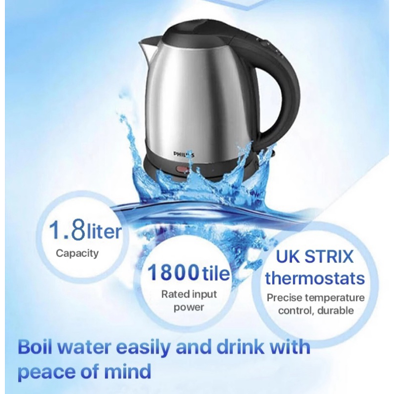 Jual PHILIPS electric kettles listrik 1500 watt teko pemanas ais 1,8 litres Shopee Indonesia