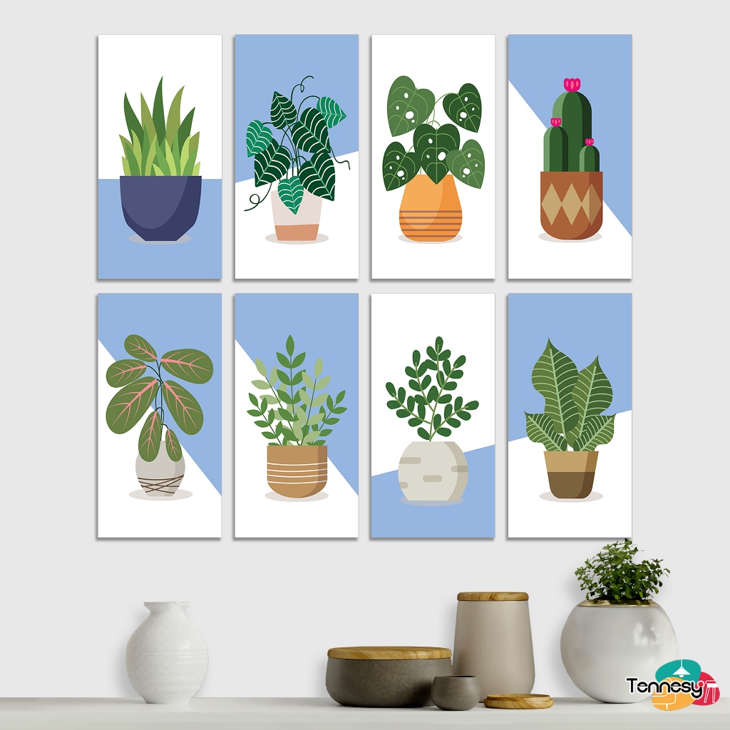 HIASAN DINDING TANAMAN BOTANICAL BUNGA KAKTUS WALL DECOR 10x20CM PAJANGAN KAYU POSTER DEKORASI RUMAH