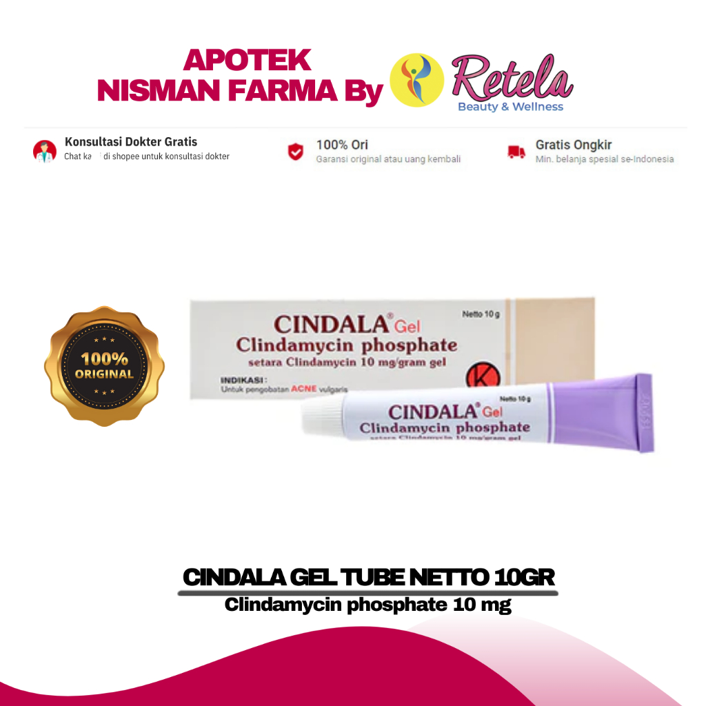 Jual Cindala Gel 10gr Clindamycin Phosphate 10 Mg Jerawat Acne Shopee Indonesia