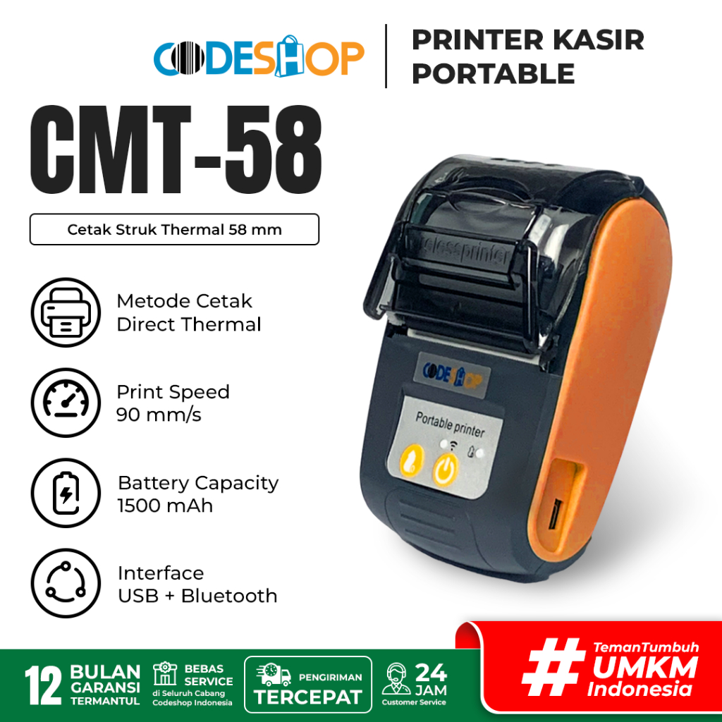 Jual Printer Kasir Thermal Codeshop CMT58 Bluetooth USB RPP02N | Shopee ...