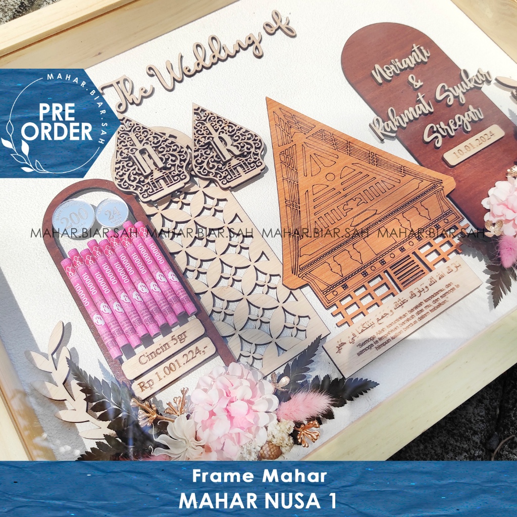 Jual PO Frame Mahar NUSA 1 Seserahan / Set Jadi Custom Mahar Rumah Adat ...