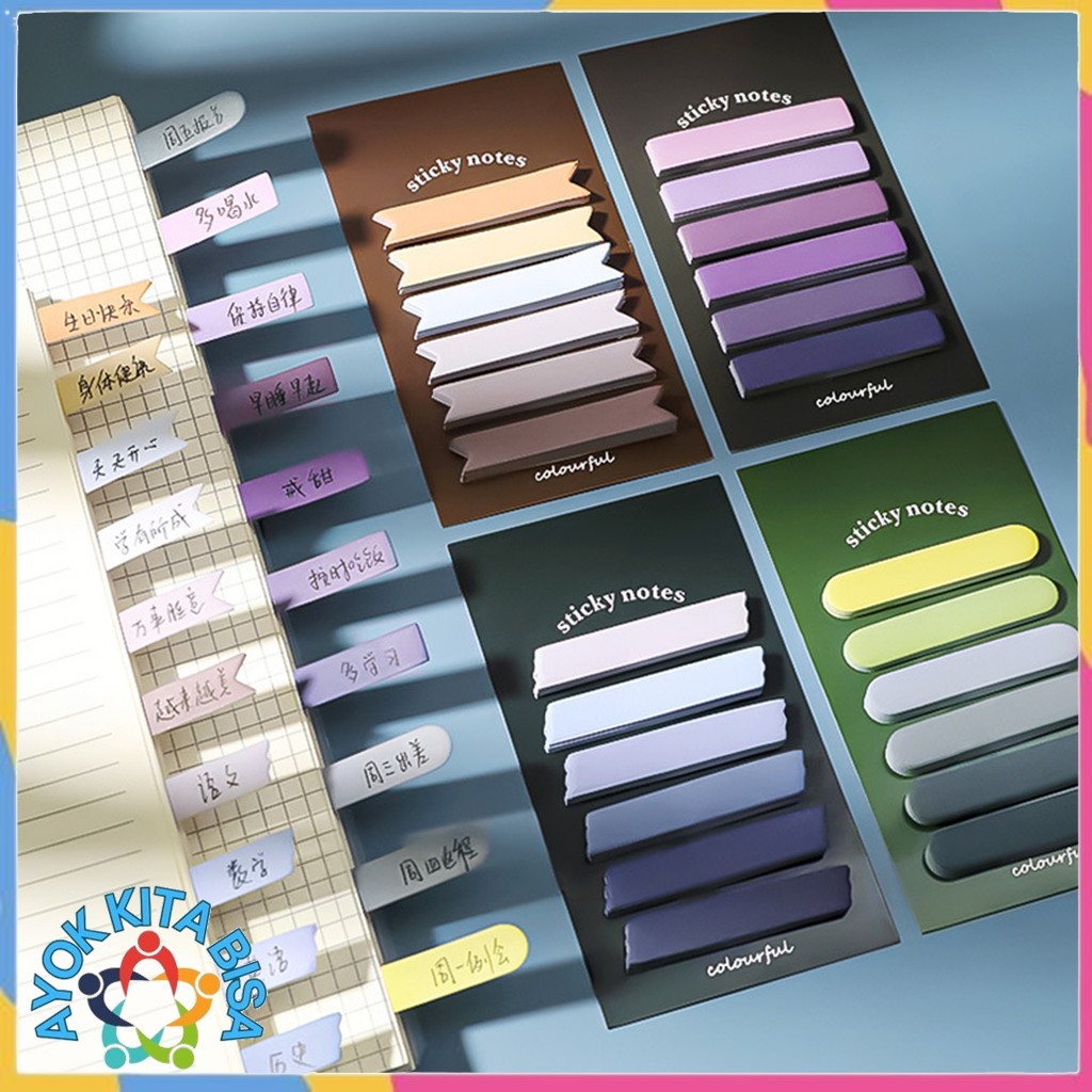 Jual AKB Kertas Notes Morandi Warna Gradasi Sticky Note Gradiasi 6in1 ...