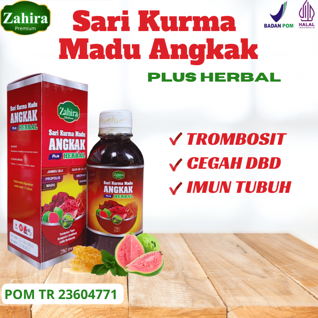 Jual Sari Kurma Angkak Propolis Jambu Biji Plus Herbal Madu Zahira 280