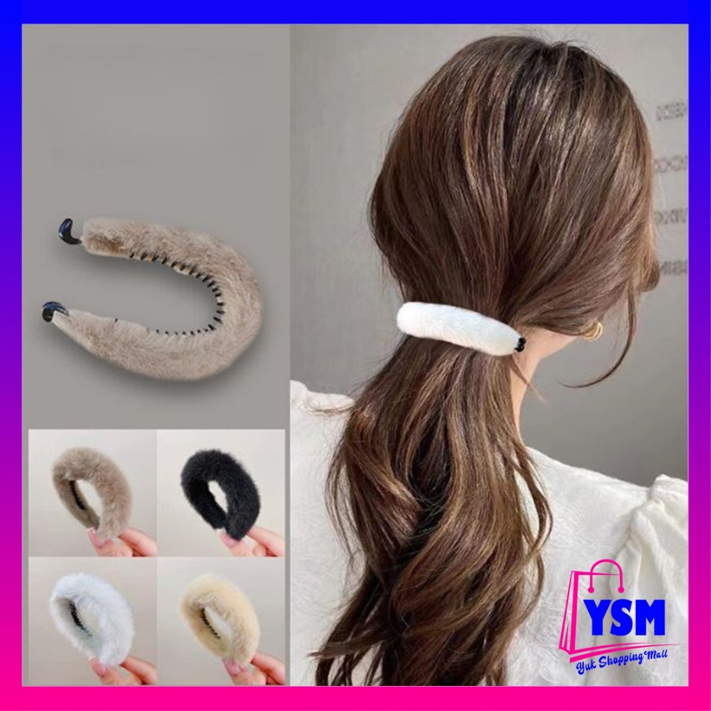 Jual YSM Jepit Rambut Bulu Halus Jedai Ekor Kuda Bahan Bulu Lembut ...