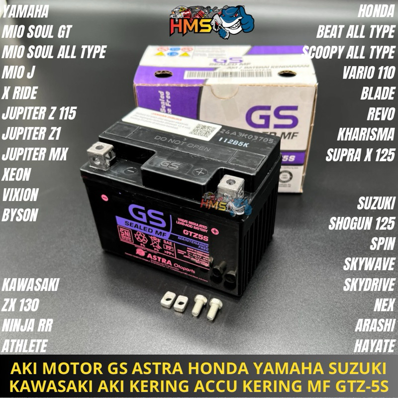 Jual AKI GS MOTOR HONDA BEAT VARIO 110 SCOOPY SUPRA X 125 REVO SPACY