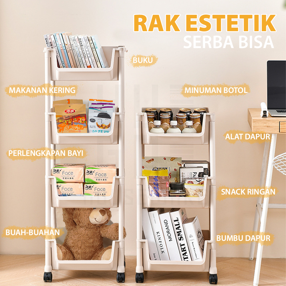 Jual HUGO Rak Dapur Dorong Rak Buku Plastik Serbaguna Rak Troli Toilet ...