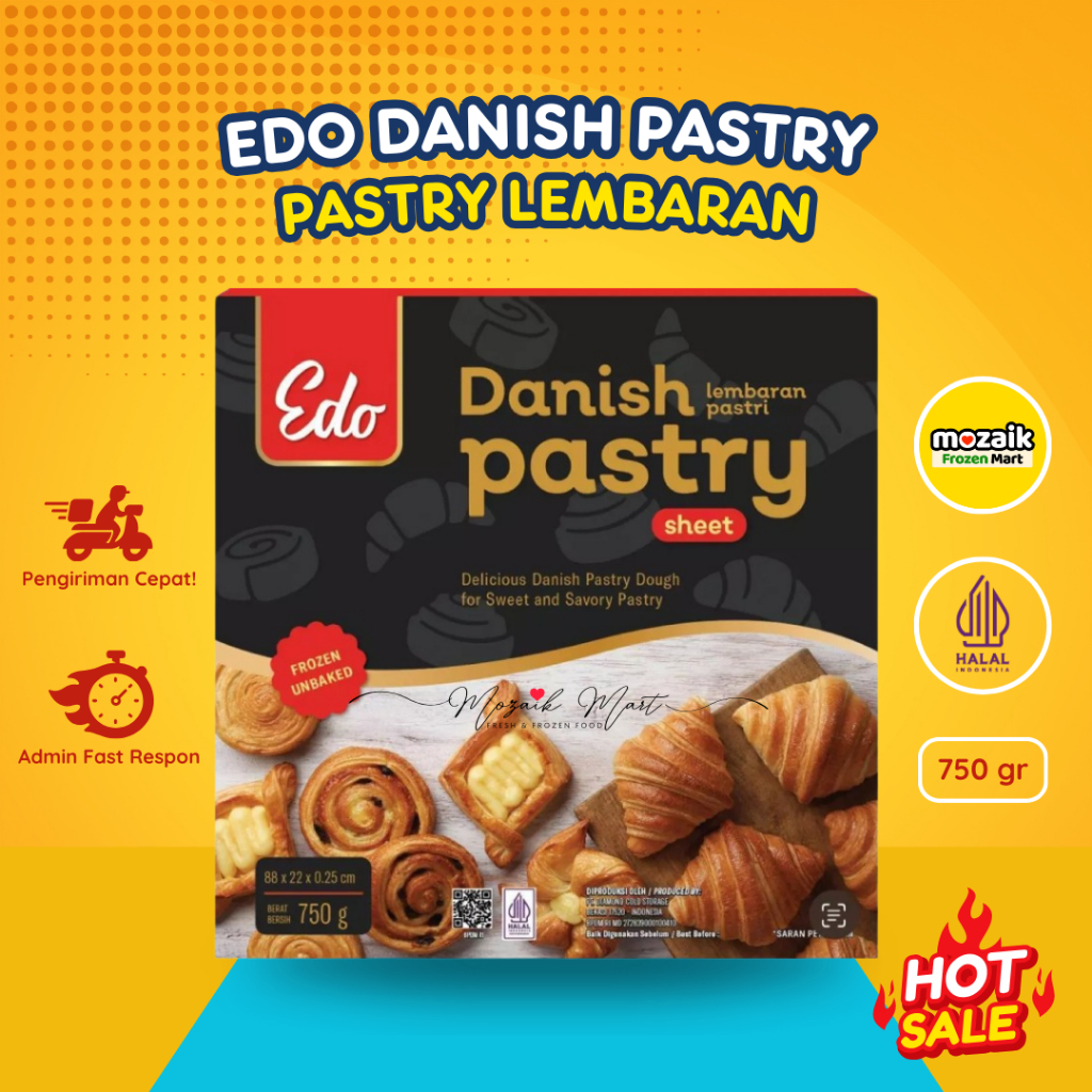 Jual Edo Danish Pastry Cromboloni 750 gr-Pastry Sheet/Pastry Instant ...