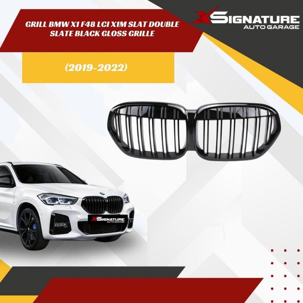 Jual GRILL BMW X1 F48 LCI 2019-2022 X1M SLAT DOUBLE SLATE BLACK GLOSS ...