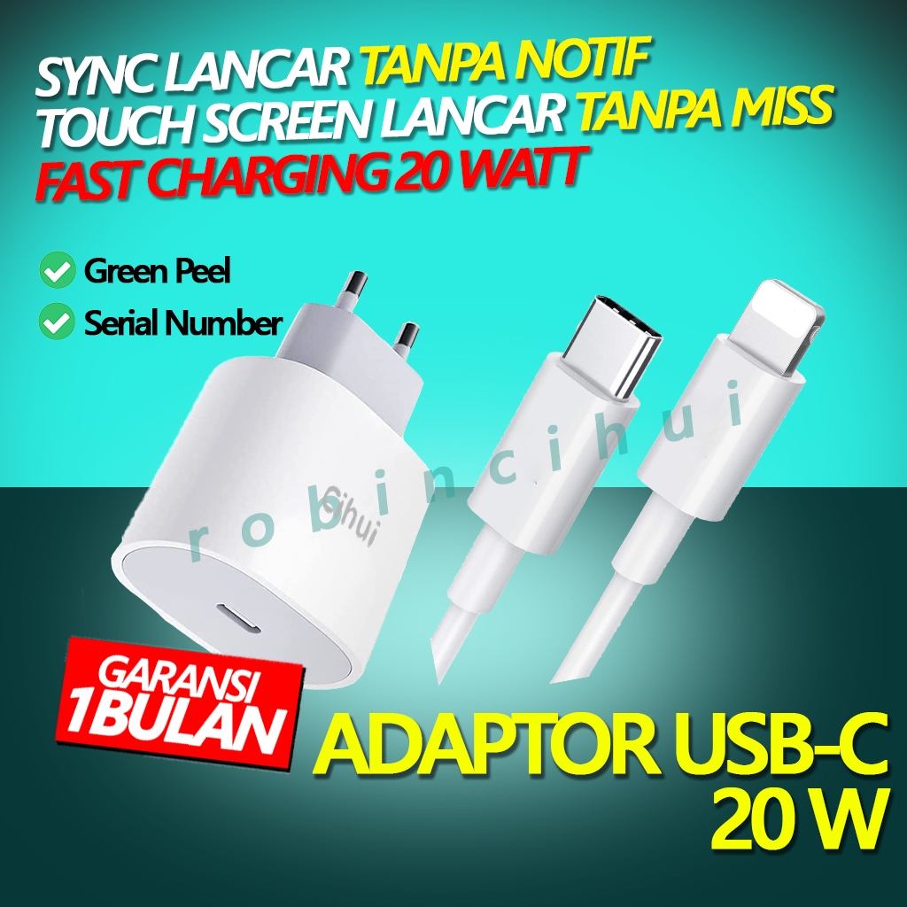 Jual KABEL USB C TO IP + ADAPTOR 20 W (1 PAKET) 20 WATT FAST CHARGING ...