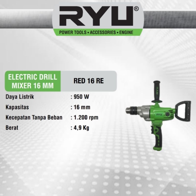 Jual RYU ELECTRIC DRILL MIXER 16mm / MESIN PENGADUK / PENGADUK CAT ...