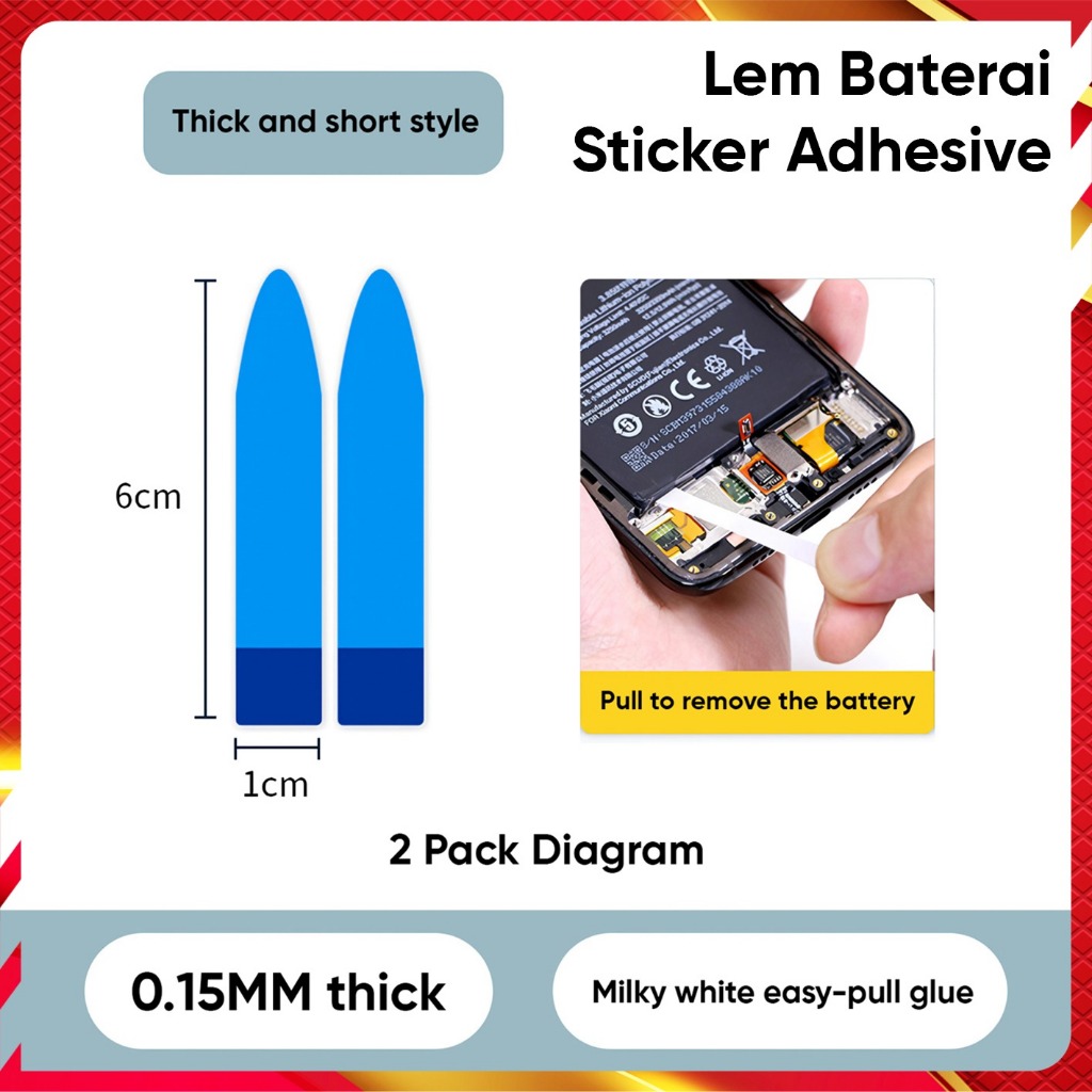 Jual LEM ADHESIVE BATTERY STICKER LEM Tape PEREKAT BATERAI HP UNIVERSAL ...