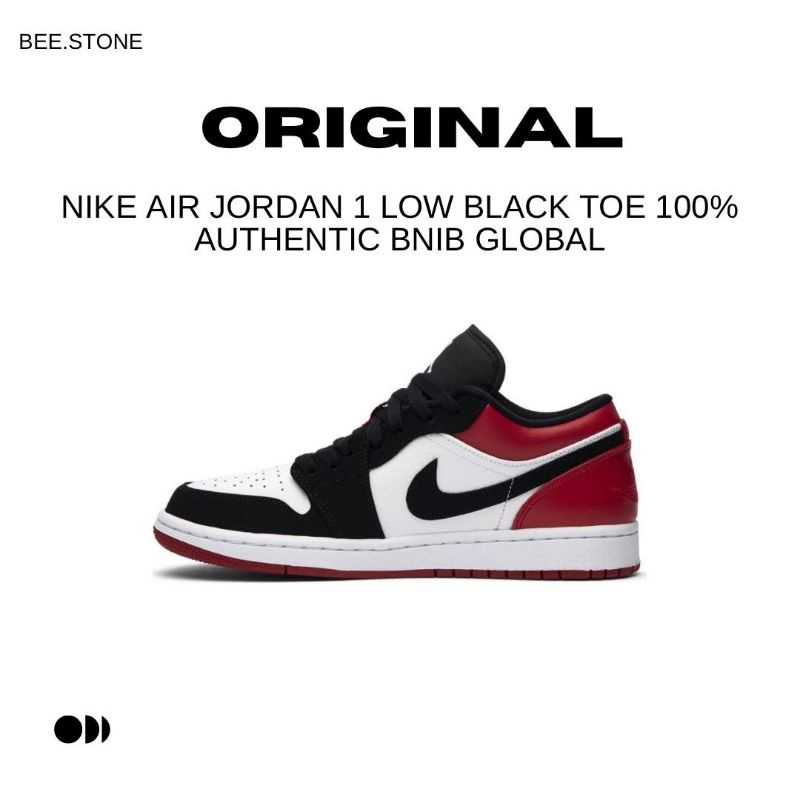 Nike Air Jordan 1 Low Black Toe 100 Authentic BNIB Global