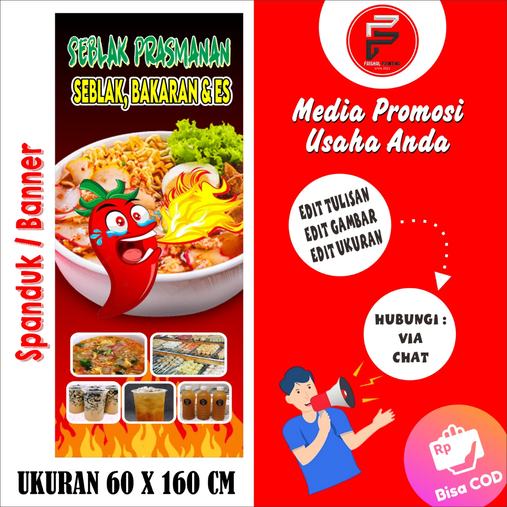 Jual Banner Spanduk Seblak Prasmanan Banner Seblak Banner Warung Seblak Ukuran 60 X 160 Cm 7084