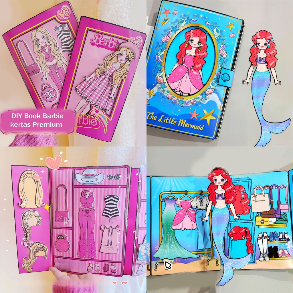 Jual Book DIY Paperdoll Barbie pink Ariel Mermaid Kertas Premium ...