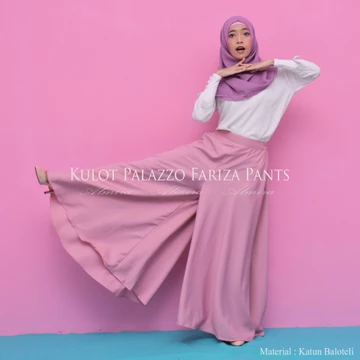 Celana Kulot Wanita Fariza Palazzo Pants Bahan Baloteli Payung Lebar Panjang 100cm Bisa Potong