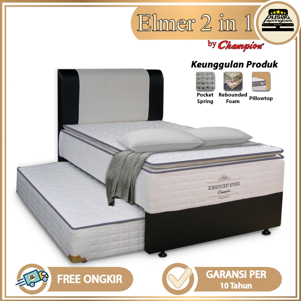 Jual Springbed Kasur Sorong 2 in 1 Pillowtop Pocket Spring - Champion ...