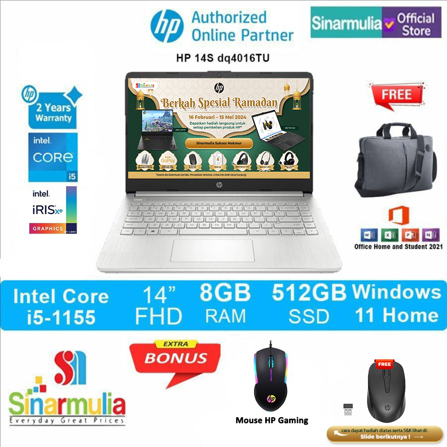 Jual Laptop Hp 14s Dq4016tu I5 1155g7 8gb 512ssd Windows Ohs Ips Shopee Indonesia 6634