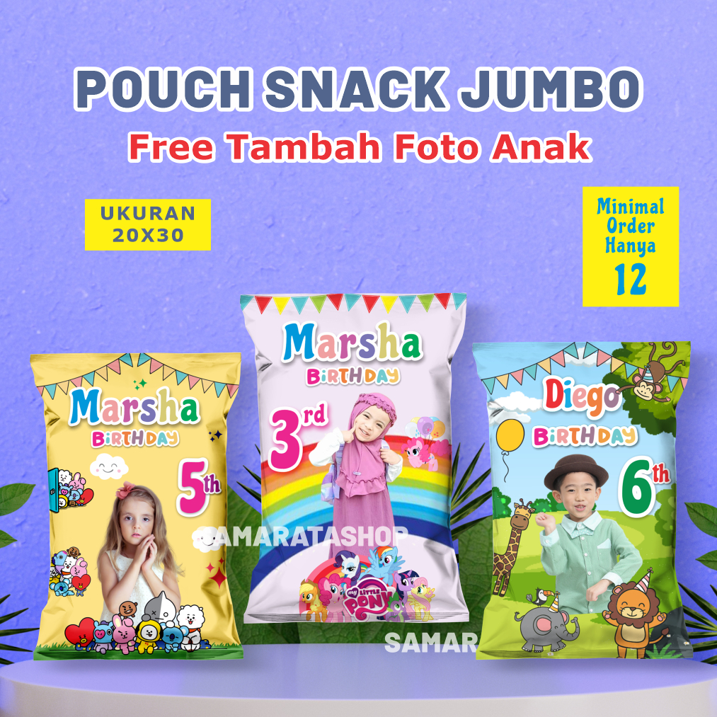 Jual Snack Pouch Custom Foto Anak Giant Snack Pouch Bungkus Snack ...