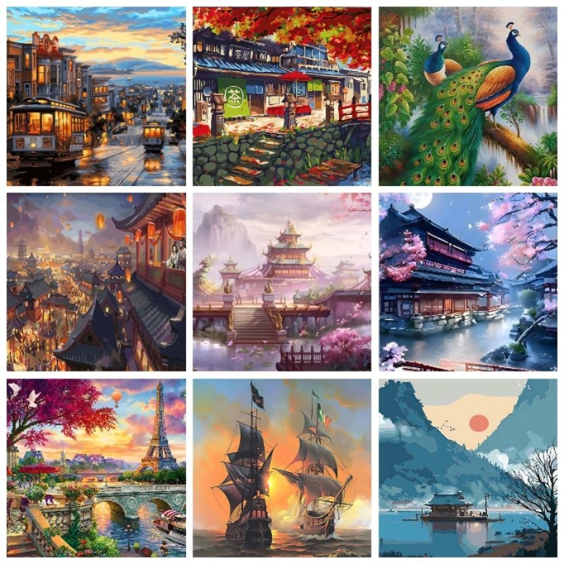Jual READY STOCK [40x50cm] DIY Paint By Numbers Oil Painting Kit Canvas ...