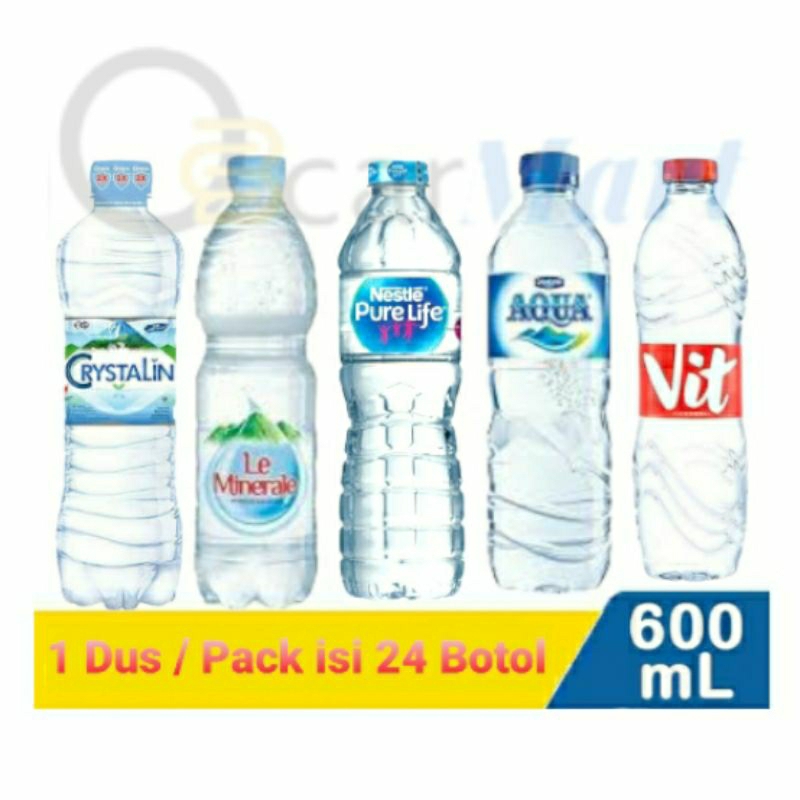 Jual Air Mineral 600ml 1 Dus Isi 24 Botol Sedang Crystalin Pure Life Le Minerale Aqua 7878