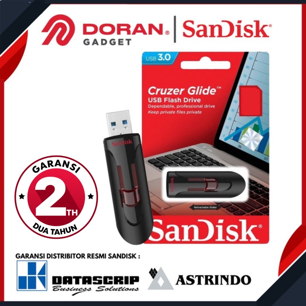 SanDisk Cruzer Glide USB 2.0 Lotto Da 32GB, 64GB O 128GB - Chiavetta Memory Stick - Nero - Foto 3
