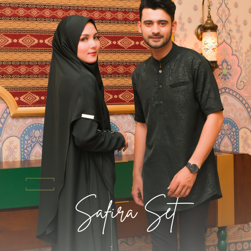 Jual COD Hijra Stories Safira Abaya Couple Premium Sultan Anti UV Set Khimar Antem Dan Qurta