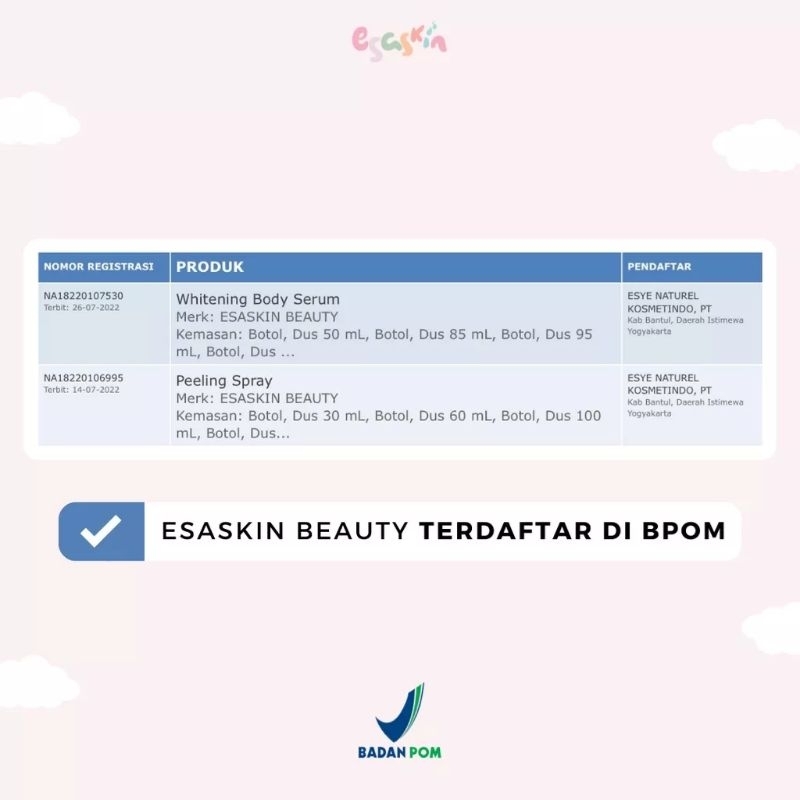 Jual [𝐑𝐄𝐀𝐃𝐘 𝐒𝐓𝐎𝐊 𝐒𝐈𝐀𝐏 𝐊𝐈𝐑𝐈𝐌] Esaskin Beauty Peeling Spray & Whitening ...
