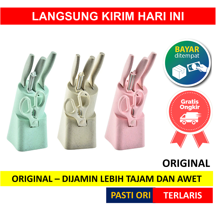 PISCHEF PISAU CHEF V2 6 in 1 6in1 isi 6 pc pcs 6pc 6pcs Set KNIFE DAPUR BUAH DAGIN GUNTING PEMOTONG KITCHEN PEELER