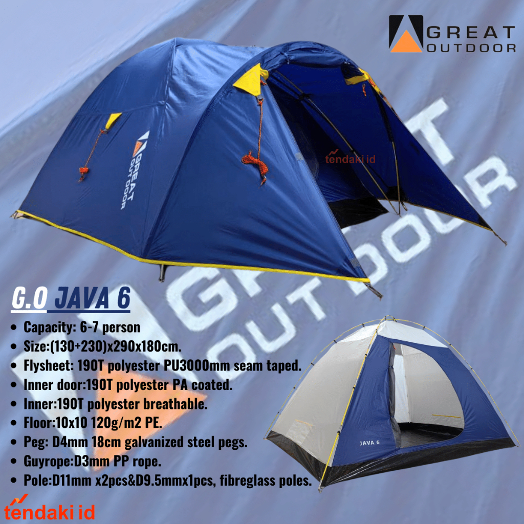 Jual TENDAKI BORNEO 6 / TENDA CAMPING KAPASITAS 6 ORANG / TENDA BORNEO 6  DOUBLE LAYER / TENDA MOLUCCAS 6 PRO / TENDA 6 ORANG / TENDA DOME 6P, great  outdoor java 6