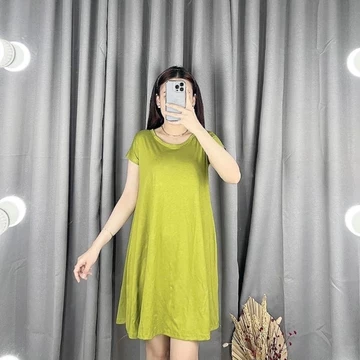 Dress Moya Dress Basic Standar Jumbo Spandek Rayon Swing Dress Daster Casual Lengan Pendek