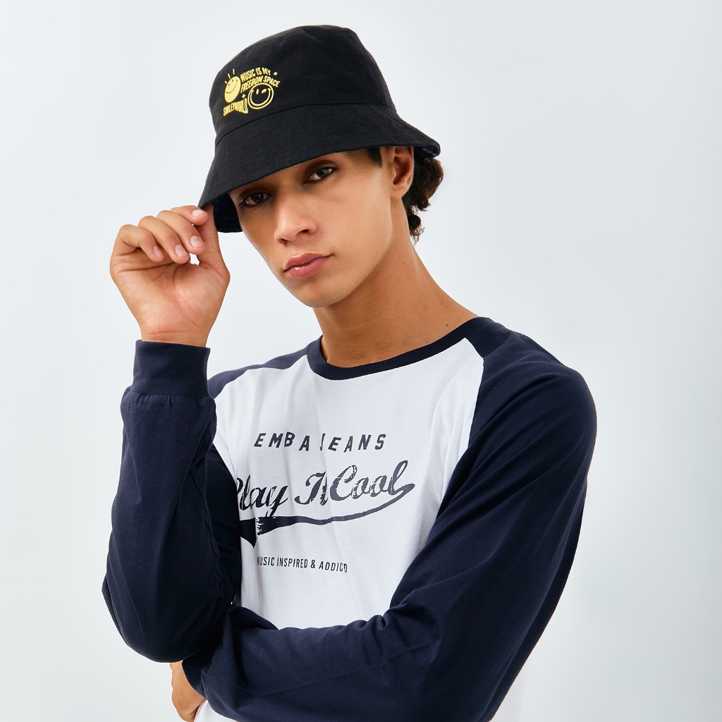 Jual EMBA DENIM I SMILEYWORLD - Bucket Hat Pria Material Kanvas Warna ...