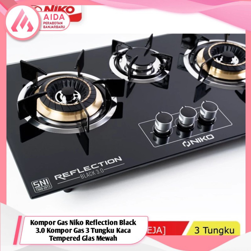 Jual Kompor Gas Niko Reflection Black Kompor Tanam Kompor Kaca Gas Tungku Kaca Tempered