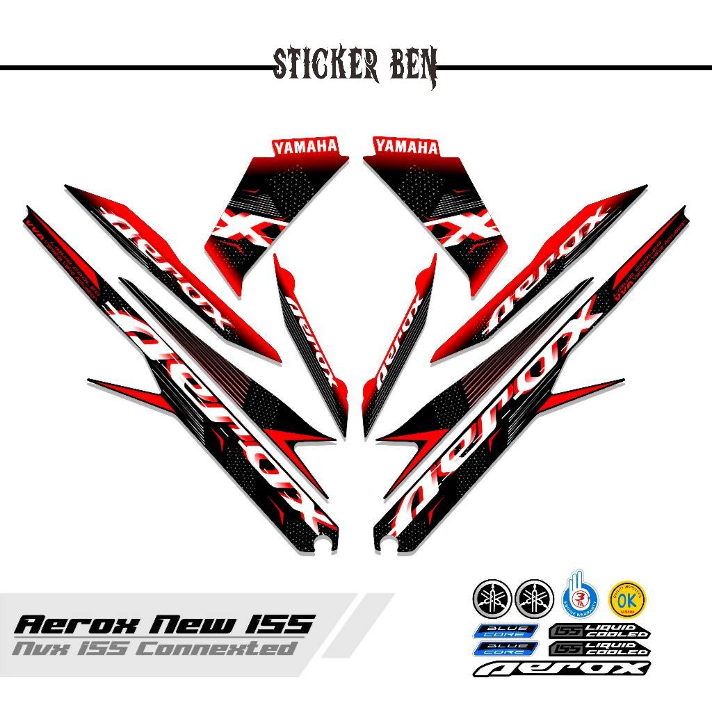 Jual STRIPING AEROX 155 NEW CONNECTED MOTIF 5 / COMBO COLOR / DASAR ...