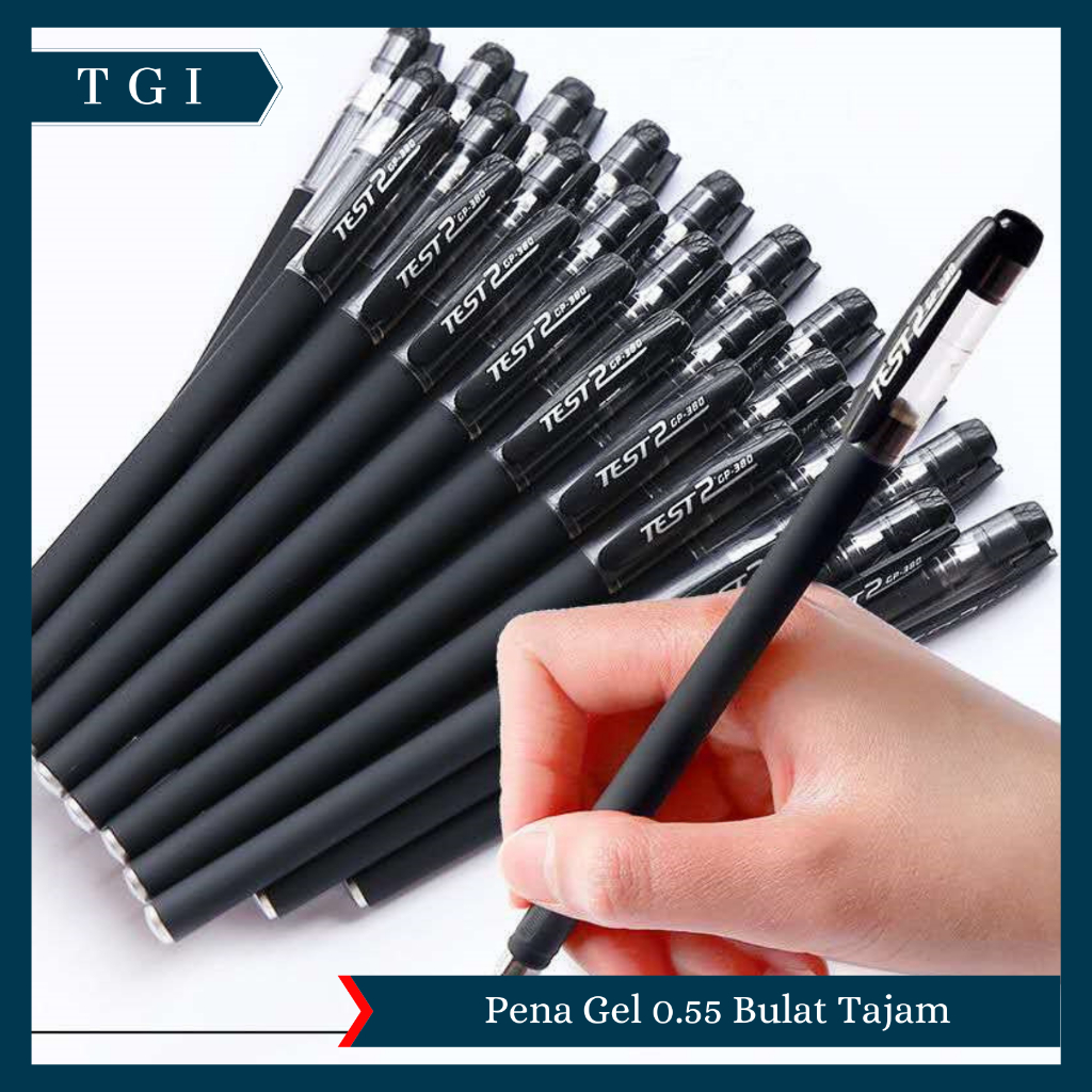 Jual TGI - PULPEN GEL 0.5mm BULAT TAJAM POLOS HITAM MERAH BIRU PENA GEL