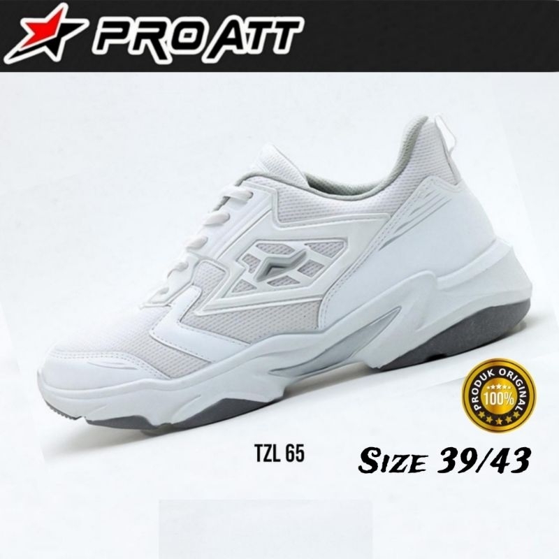 Jual PRO ATT Sepatu Sport Badminton Lari Kerja Cowok Putih Tali ProAtt ...