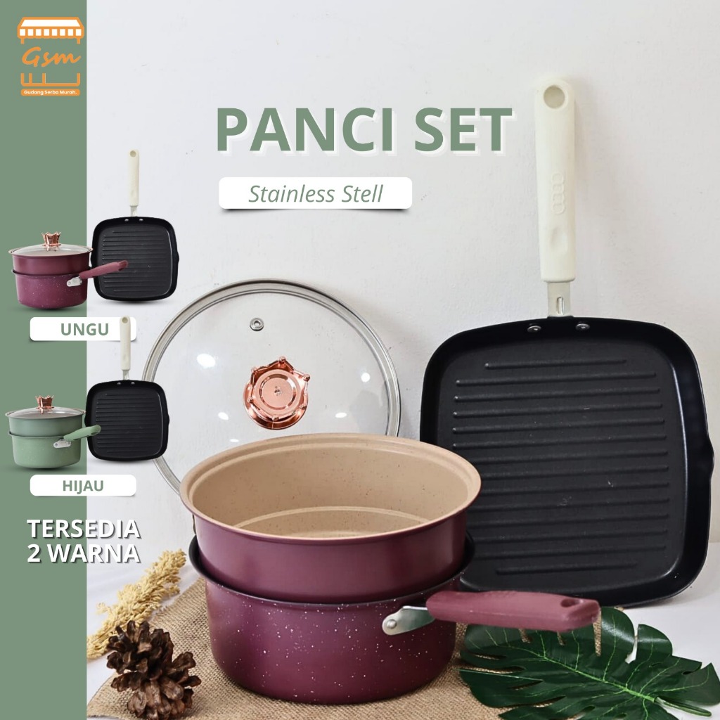 Jual GSM Panci Streamer Tutup Kaca Free Teflon 22cm / Kukusan Cotting