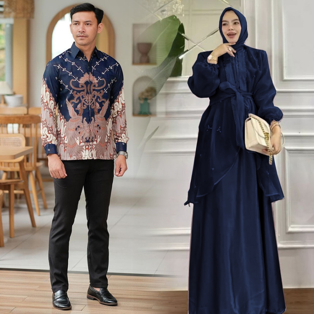 Jual Batik Couple Termurah Gamis Brukat Couple Fidelya Baju Couple Pasangan Dress Couple 7062