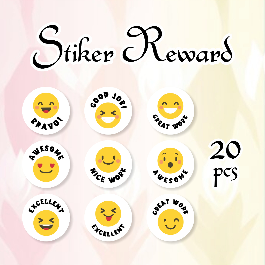 Jual 20 Pcs Emoji Reward Sticker Anak / Stiker Hadiah Penghargaan Untuk ...