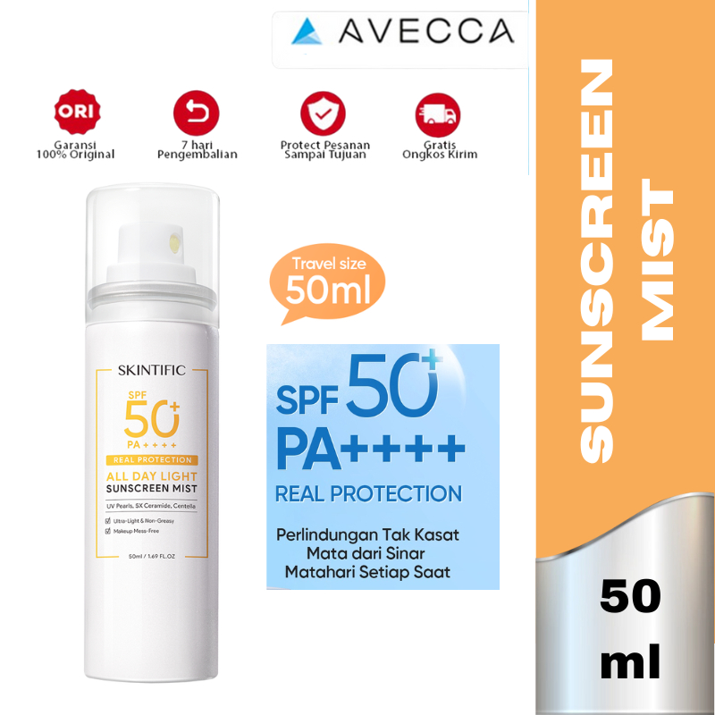 Jual Skintific All Day Light Sunscreen Mist Spf 50 Pa 50ml