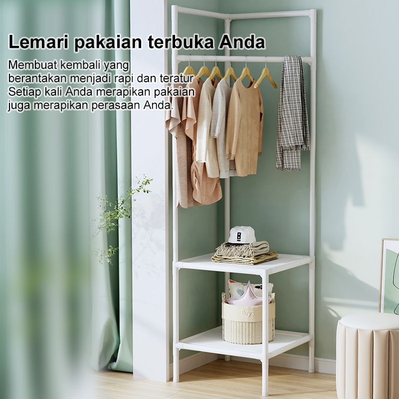 Jual Rak Gantungan Baju Sudut Rak Stand Hanger Rak Baju Portable Lemari ...