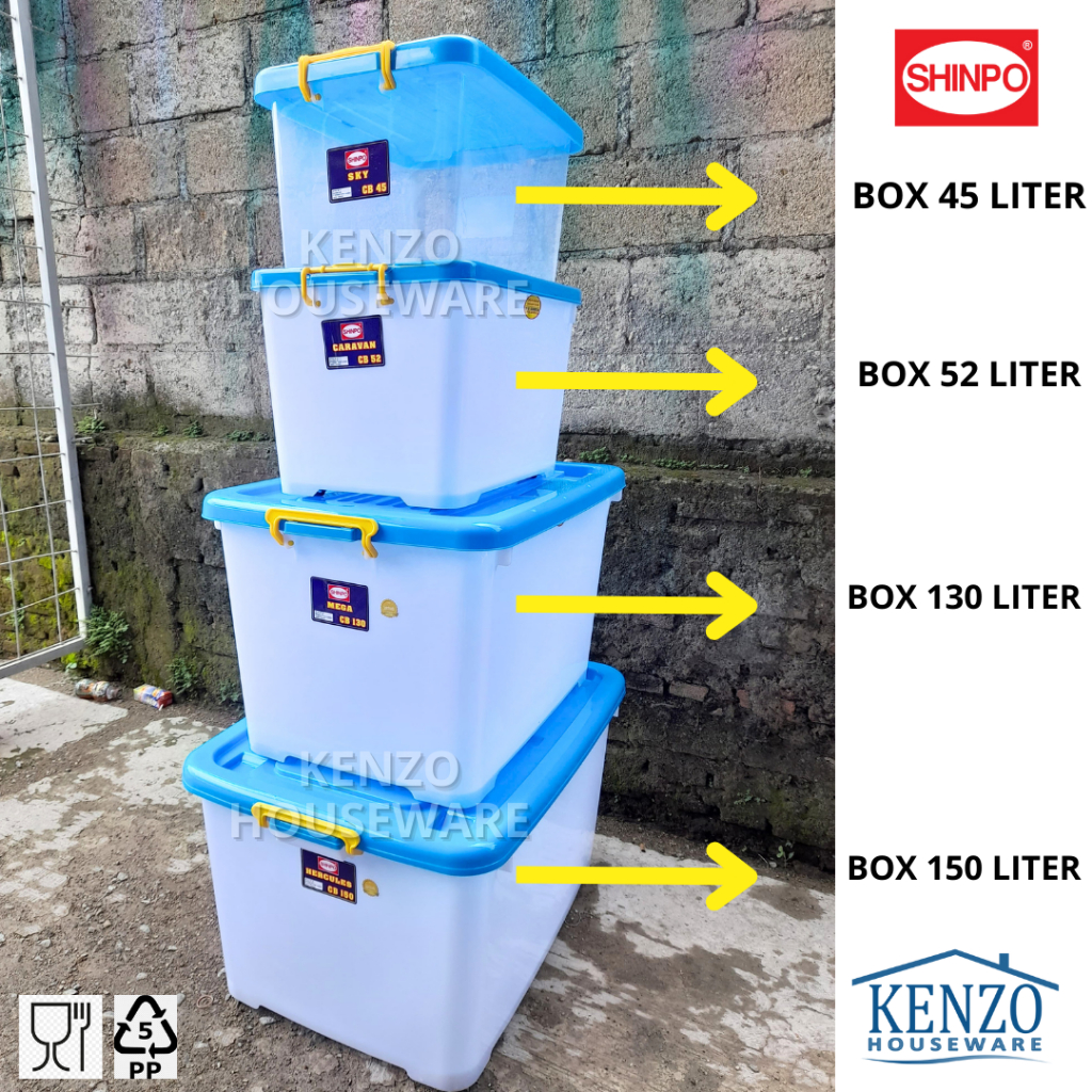 Jual Container Box 52 Liter SHINPO Storage Box Penyimpanan + Roda ...