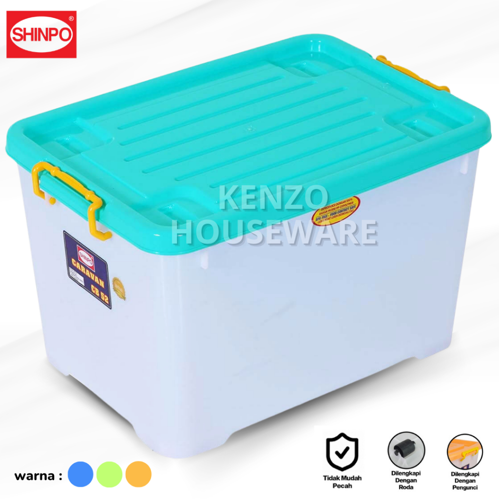 Jual Container Box 52 Liter SHINPO Storage Box Penyimpanan + Roda ...