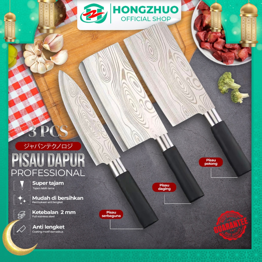 Jual Hongzhuo Pisau Set Koki Super Tajam Stainless Steel Pisau Dapur