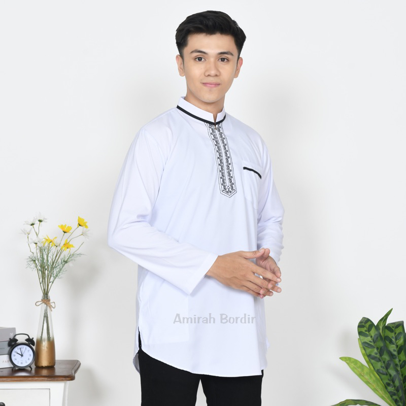 AMIRAH - BAJU KOKO KURTA BAJU PAKISTAN DEWASA LAKI - LAKI LENGAN PANJANG BORDIR SIMPEL & ELEGANT