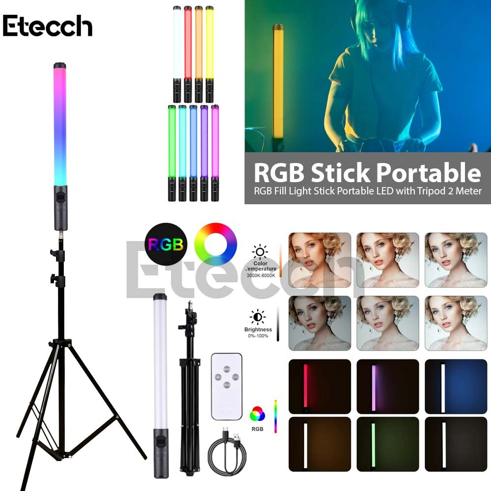 Jual RGB Fill Light Stick Portable LED with Tripod 2 Meter | Shopee ...