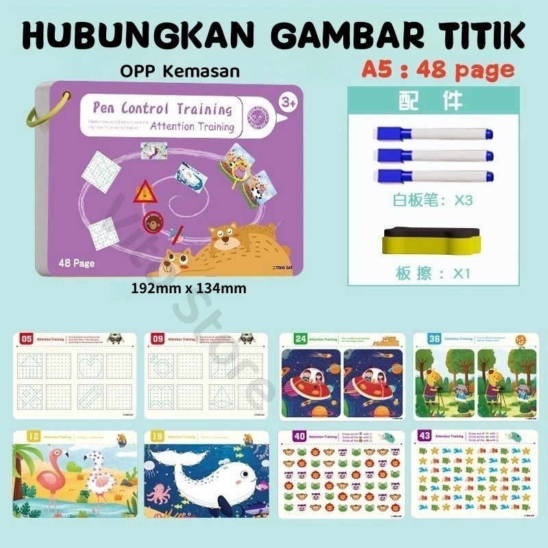 Jual Magical Tracing Workbook ReusableDot To Dot Wipe And Clean Book ...